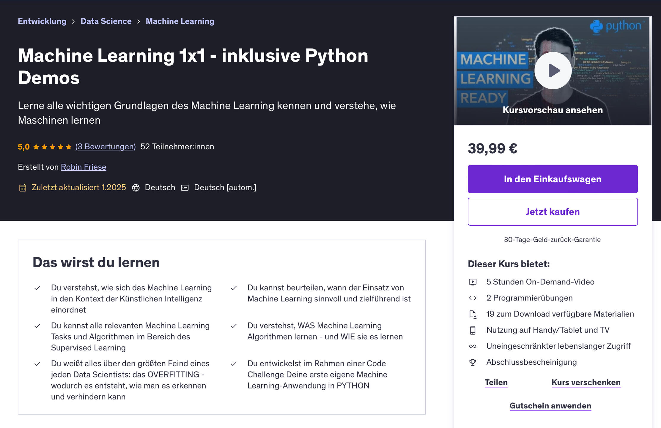 Machine Learning 1x1